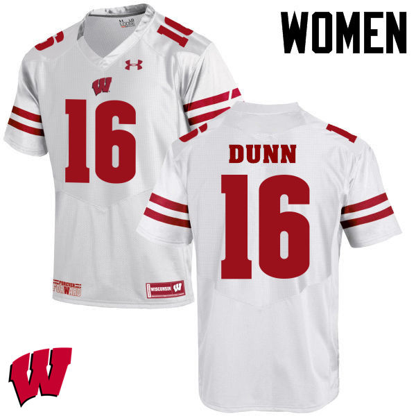 Wisconsin Badgers Women's #16 Jack Dunn NCAA Under Armour Authentic White College Stitched Football Jersey XH40X85UD